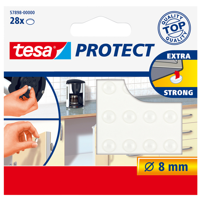 Pastille antibruit et antidérapante tesa® Protect Ø8mm transparent 28 pièces