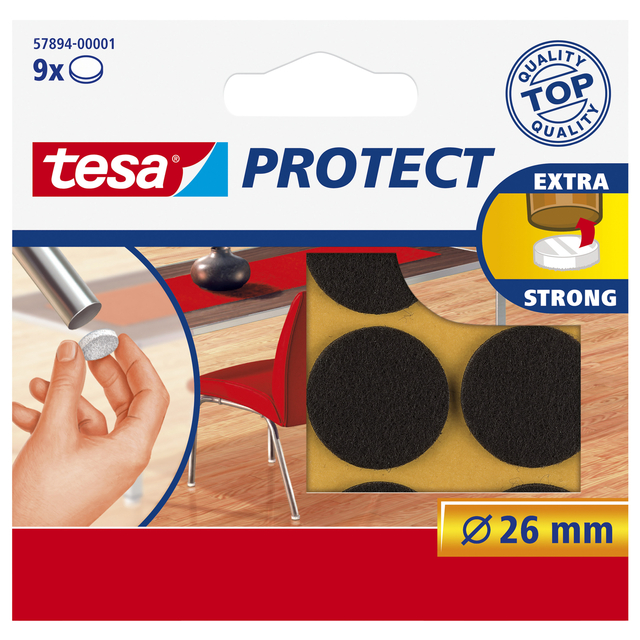 Beschermvilt tesa® Protect anti-kras  Ø26mm bruin 12 stuks