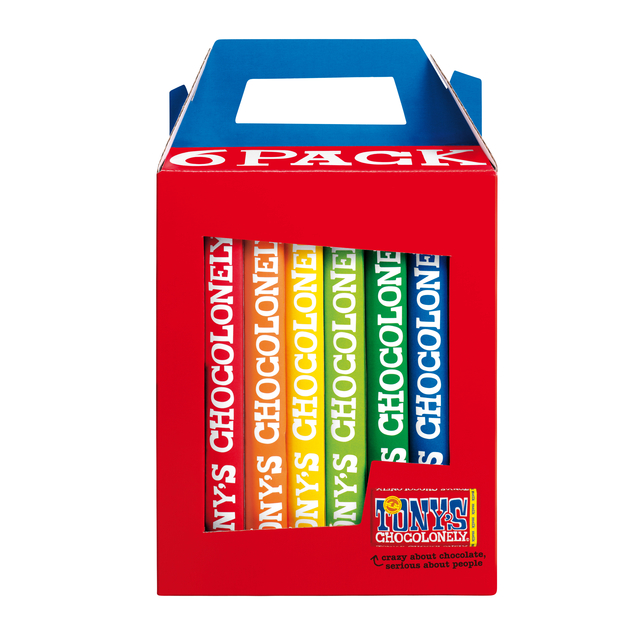 Chocolat Tony's Chocolonely Paquet Rainbow Classic 6 tablettes 180g