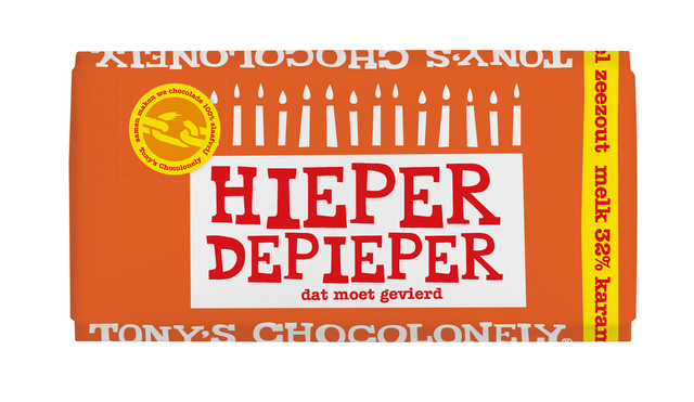 Chocolat Tony's Chocolonely barre 180g caramel sel de mer "Hieper de pieper"