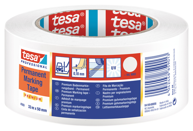 Vloermarkeringstape tesa® Professional 4169 PV3 50mmx30m wit