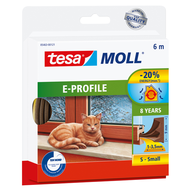 Joint de calfeutrage tesamoll® profil-E adhésif caoutchouc 6mx9mm brun