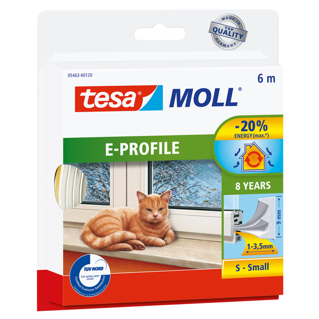 Joint de calfeutrage tesamoll® profil-E adhésif caoutchouc 6mx9mm blanc