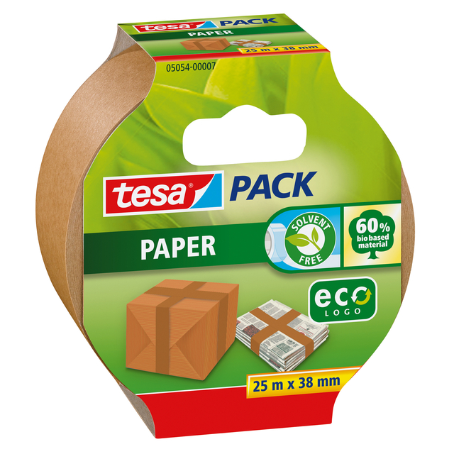 Verpakkingstape tesapack® papier ecoLogo® 25mx38mm bruin