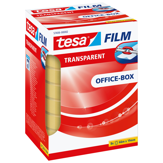 Plakband tesafilm® 66mx19mm Transparant 8 rollen