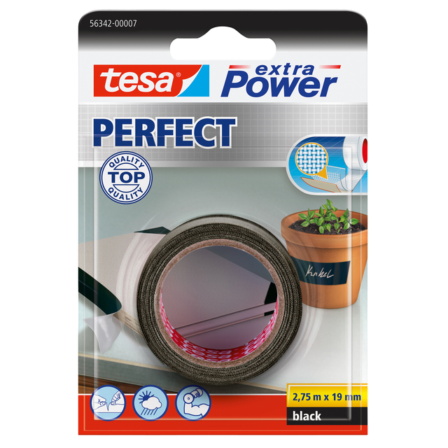 Reparatietape tesa® extra Power Perfect 2.75mx19mm zwart