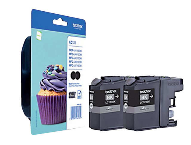 Inktcartridge Brother LC-123BKBP2 zwart 2x