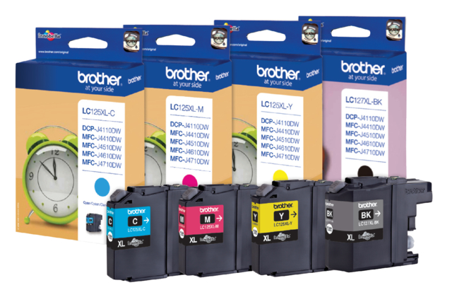 Inktcartridge Brother LC-127XLVALBP zwart + 3 kleuren