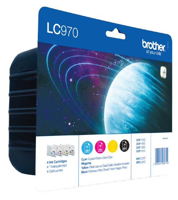 Inktcartridge Brother LC-970VALBP zwart + 3 kleuren