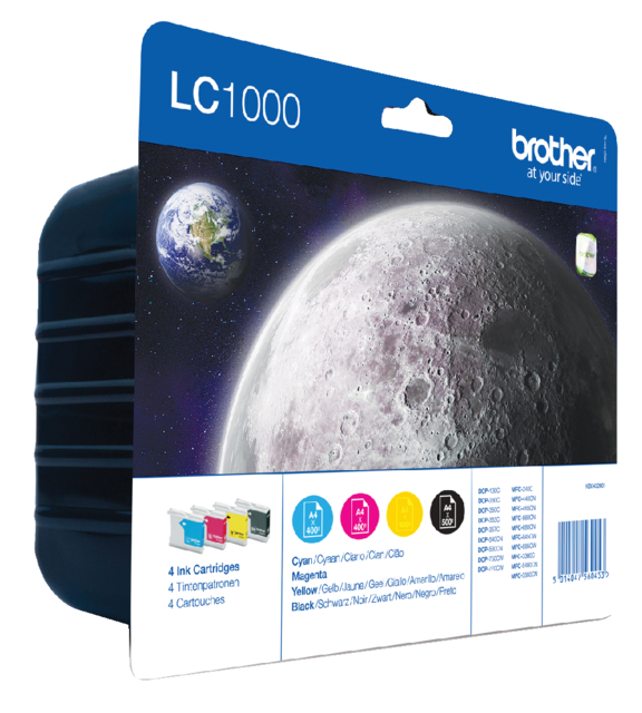 Inktcartridge Brother LC-1000VALBP zwart + 3 kleuren