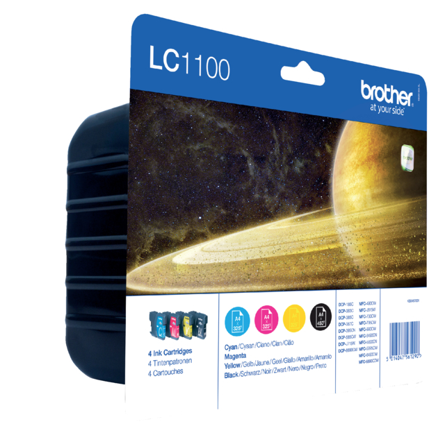 Inktcartridge Brother LC-1100VALBP zwart + 3 kleuren