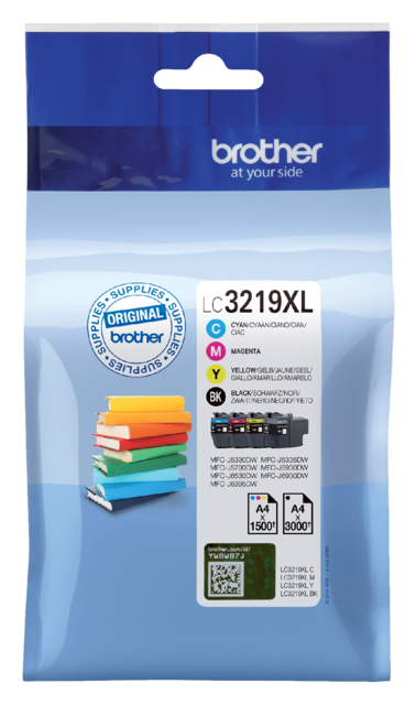 Inktcartridge Brother LC-3219XL zwart + 3 kleuren