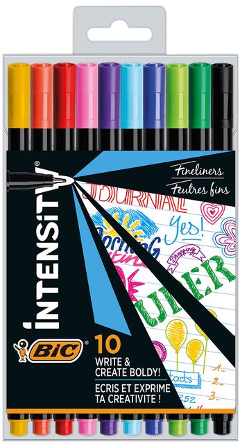 Fineliner Bic Intensity fijn assorti pak à 10 stuks