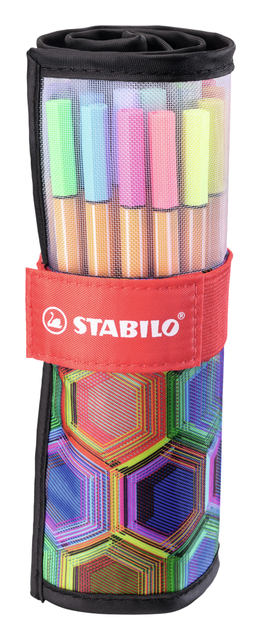 Fineliner STABILO point 88/25 Arty rollerset zwart fijn assorti etui à 25 stuks