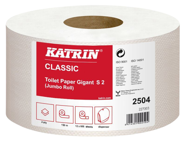 Papier toilette Katrin Gigant S Mini 2 épaisseurs 150m blanc