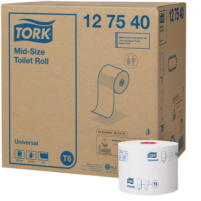 Toiletpapier Tork T6 Universal 1-laags 135m wit 127540