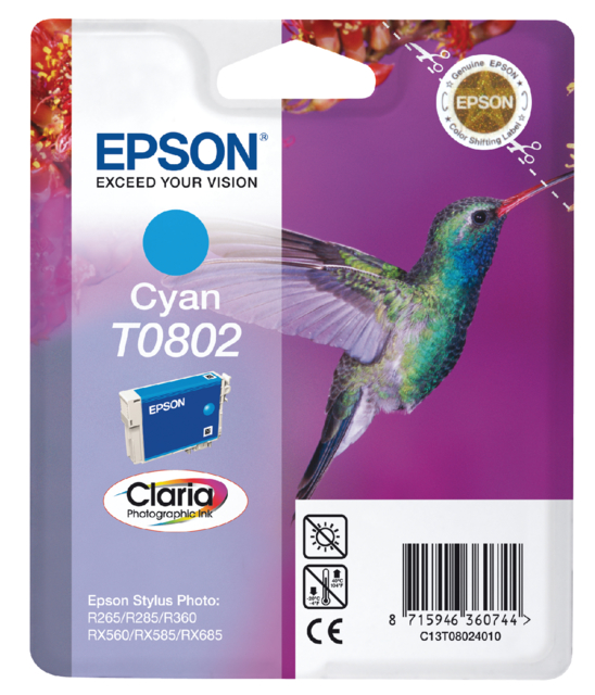 Cartouche d’encre Epson T0802 bleu