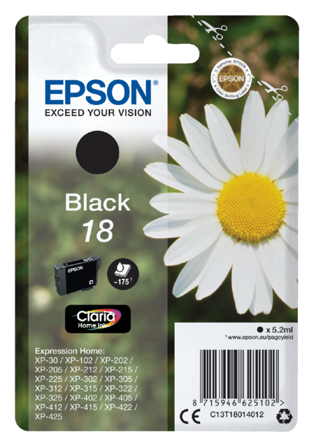 Inktcartridge Epson 18 T1801 zwart