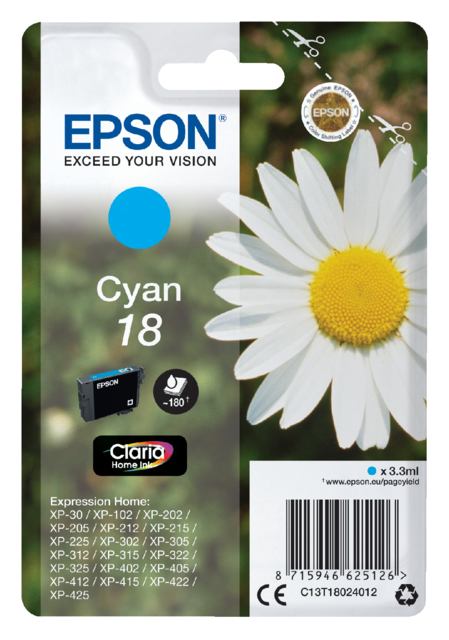 Cartouche d’encre Epson 18 T1802 bleu