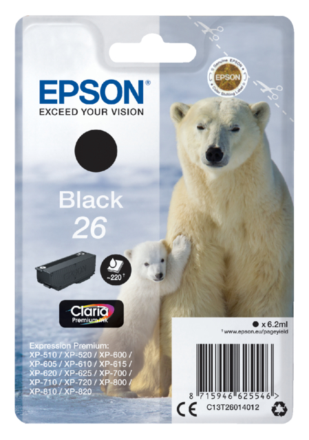 Cartouche d’encre Epson 26 T2601 noir