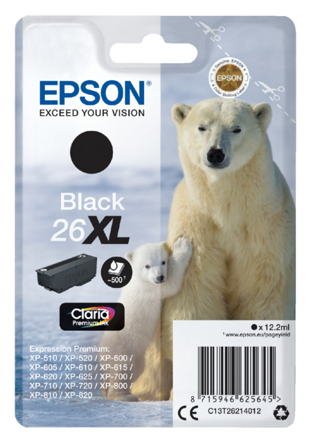 Cartouche d’encre Epson 26XL T2621 noir