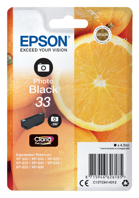 Inktcartridge Epson 33 T3341 foto zwart