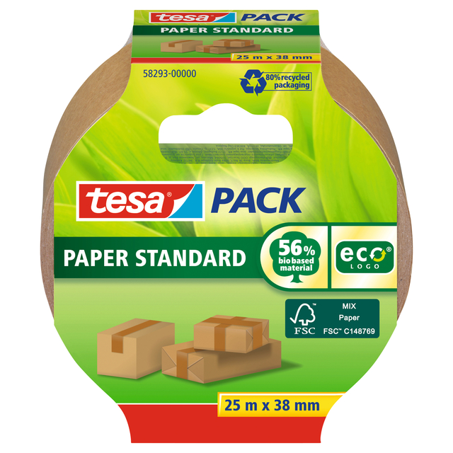 Ruban d'emballage tesapack® Paper ecoLogo 25mx38mm brun