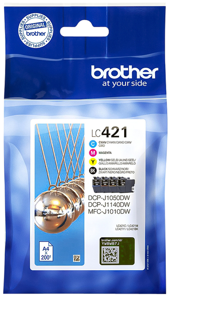 Inktcartridge Brother LC-421 zwart + 3 kleuren