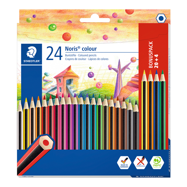 Kleurpotloden Staedtler Noris set à 20+4 kleuren