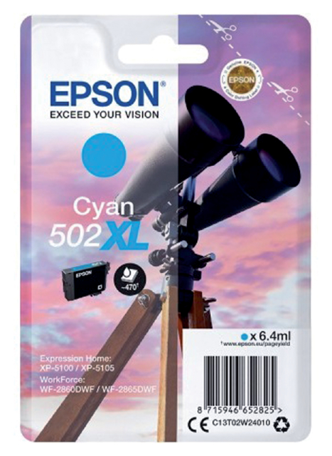 Cartouche d'encre Epson 502XL T02W2 bleu