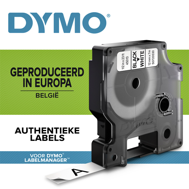 Labeltape Dymo LabelManager D1 polyester 12mmx7m zwart op wit