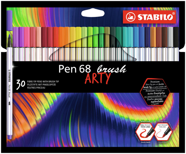 Feutre pinceau STABILO Pen 568 Arty boîte 30 couleurs