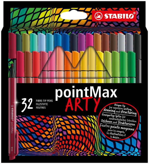 Viltstift STABILO pointMax 488/32 Arty medium assorti etui à 32 stuks