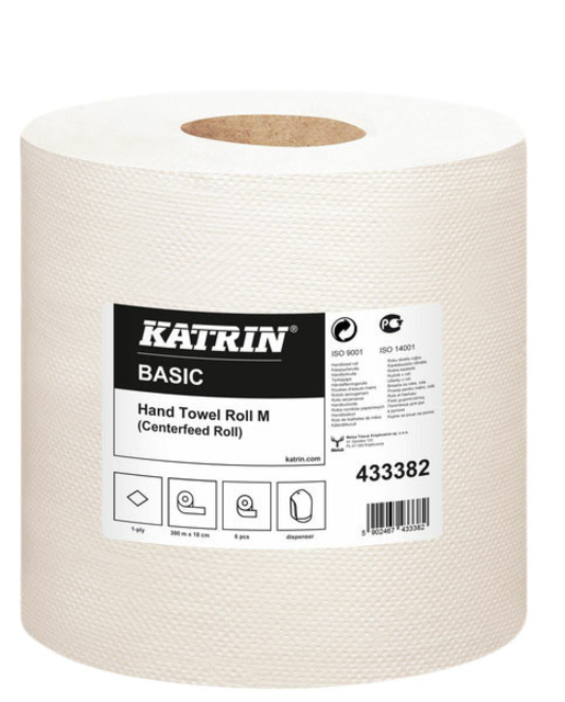 Handdoekrol Katrin medium 1-laags 300m wit 433382