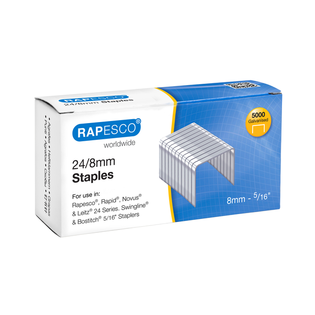 Agrafes Rapesco 24/8 galvanisé 5000 pièces
