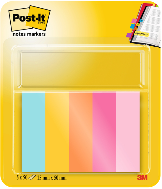 Marque-pages Post-it 670 15x50mm Beachside 5 pièces