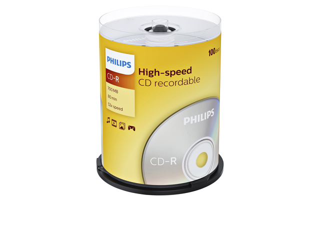 CD-R Philips 80Min 700MB 52x Spindel 100 pièces