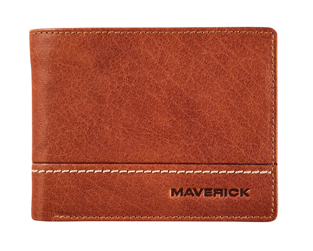 Portemonee Maverick Rough Gear met kleingeldvak RFID leer cognac