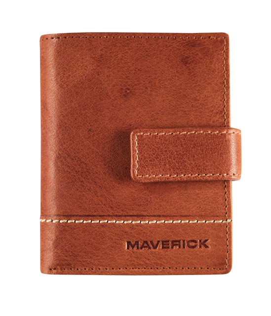 Kaarthouder Maverick Rough Gear compact RFID leer cognac