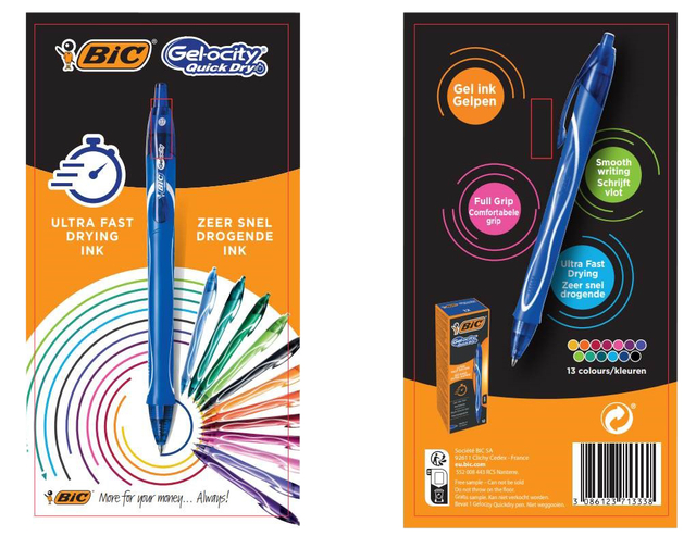 Gelschrijver Bic Gelocity quick dry samplecard