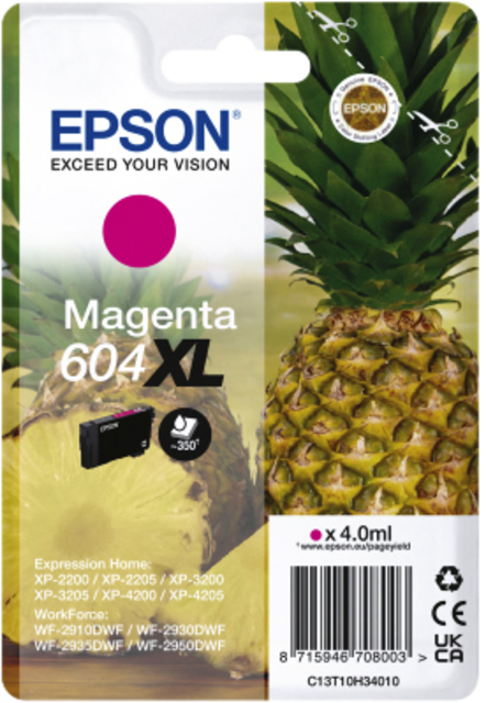 Cartouche d'encre Epson 604XL T10H34 rouge