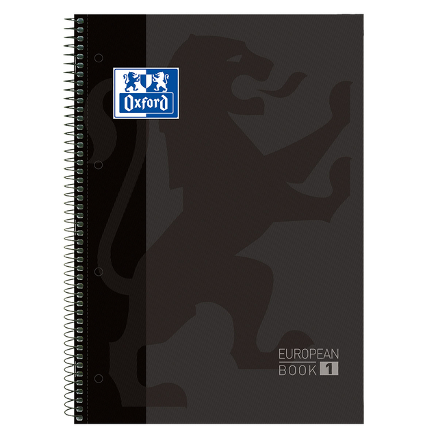 Cahier de notes Oxford Classic Europeanbook A4+ 4 perforations ligné 80fls noir