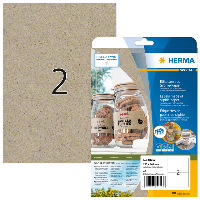 Etiquette HERMA 10757 210x148mm silphie brun 40 pièces