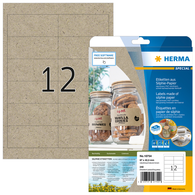 Etiquette HERMA 10754 97x42,3mm silphie brun 240 pièces