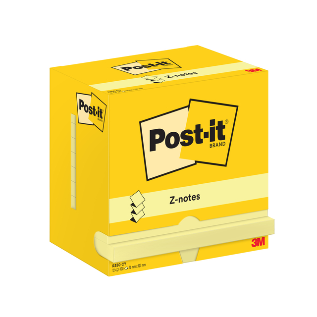 Memoblok Post-it Z-Note R350 76x127mm geel 12 stuks