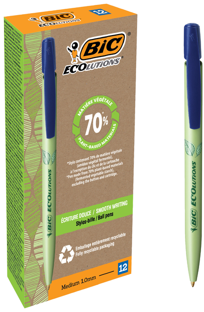 Stylo bille BIC Ecolutions Media Bio-based Medium bleu