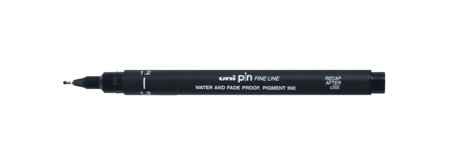 Fineliner Uni-ball Pin 1.2mm zwart 12 stuks