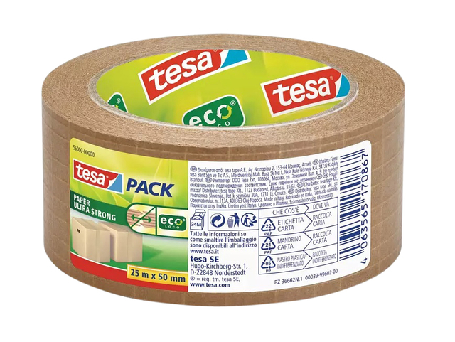 Verpakkingstape Tesa 56000 Eco papier ultra strong 50mmx25m