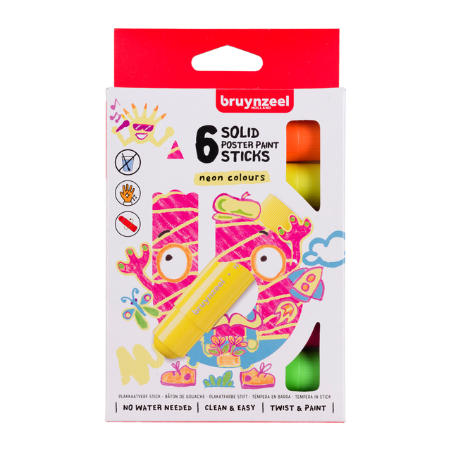 Plakkaatverf sticks Bruynzeel Neon 6 kleuren