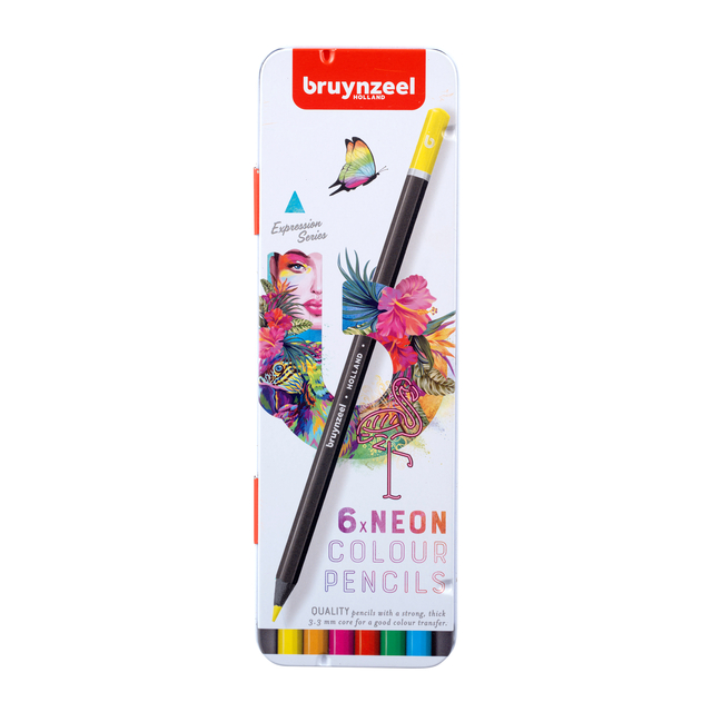 Crayon de couleur Bruynzeel couleurs néon 6 pièces